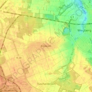 Mappa topografica Klinkum, altitudine, rilievo
