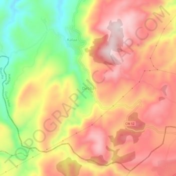 Mappa topografica Debba, altitudine, rilievo