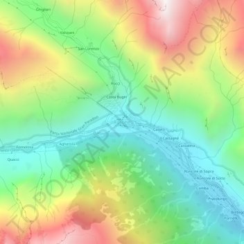 Mappa topografica Rosone, altitudine, rilievo