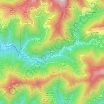 Mappa topografica Mareta, altitudine, rilievo