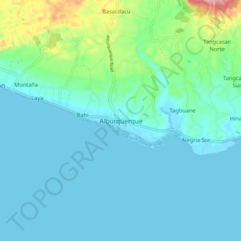 Mappa topografica Alburquerque, altitudine, rilievo