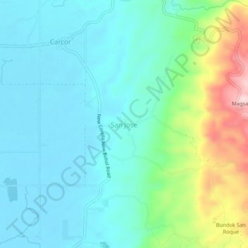 Mappa topografica San Jose, altitudine, rilievo