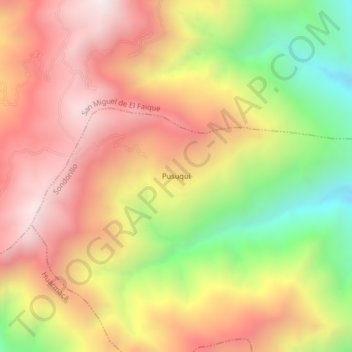 Mappa topografica Pusuqui, altitudine, rilievo