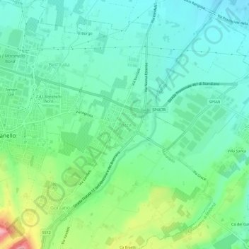 Mappa topografica Pozza, altitudine, rilievo