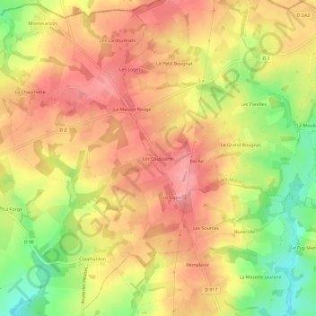 Mappa topografica Les Coussières, altitudine, rilievo