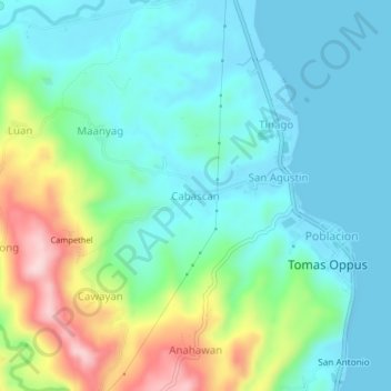 Mappa topografica Cabascan, altitudine, rilievo