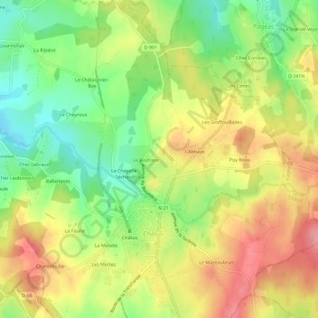 Mappa topografica Le Nid, altitudine, rilievo