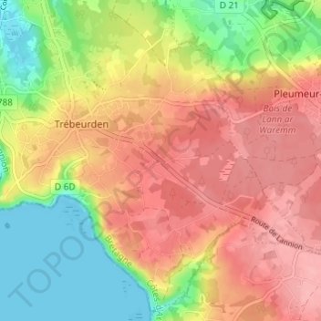Mappa topografica Pen Lan, altitudine, rilievo