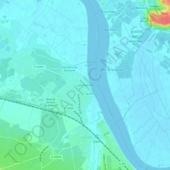 Mappa topografica Saint-Pardon, altitudine, rilievo