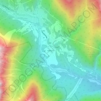 Mappa topografica Andrazza, altitudine, rilievo