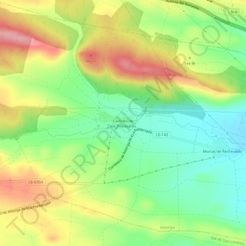 Mappa topografica Castrillo de los Polvazares, altitudine, rilievo