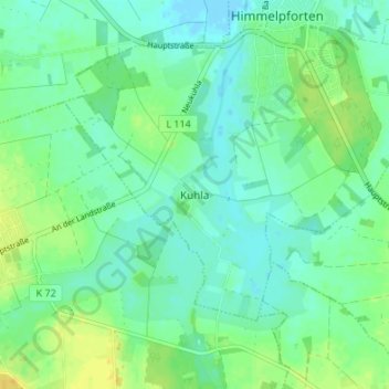 Mappa topografica Kuhla, altitudine, rilievo