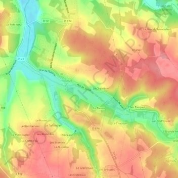 Mappa topografica La Grave, altitudine, rilievo