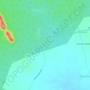 Mappa topografica Kothatarlapad, altitudine, rilievo