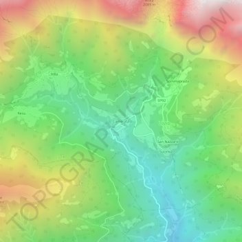 Mappa topografica Camerata, altitudine, rilievo