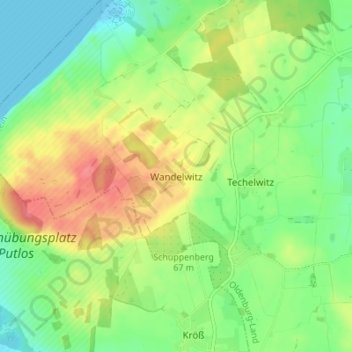 Mappa topografica Wandelwitz, altitudine, rilievo