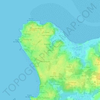 Mappa topografica Tregorvel, altitudine, rilievo