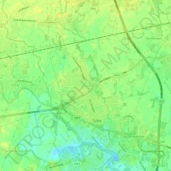 Mappa topografica Lanzago, altitudine, rilievo