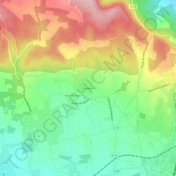 Mappa topografica Couteron, altitudine, rilievo