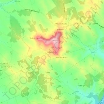 Mappa topografica Labourdette, altitudine, rilievo