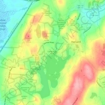 Mappa topografica Camp Green Eyrie, altitudine, rilievo