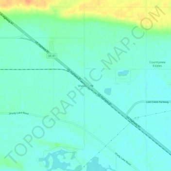 Mappa topografica Sheldonville, altitudine, rilievo