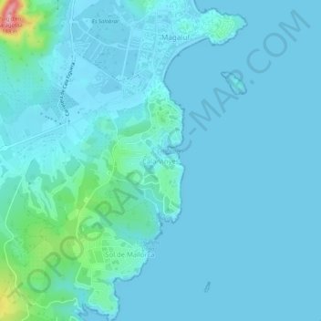 Mappa topografica Cala Vinyes, altitudine, rilievo