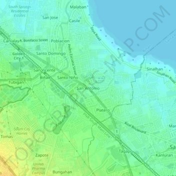 Mappa topografica San Antonio, altitudine, rilievo