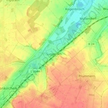 Mappa topografica Süggerath, altitudine, rilievo