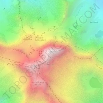 Mappa topografica Pico Cristóbal Colón, altitudine, rilievo