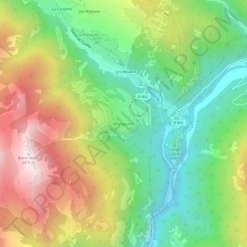 Mappa topografica Villargaudin, altitudine, rilievo