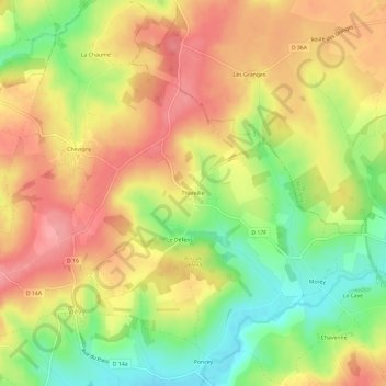 Mappa topografica Thoreille, altitudine, rilievo