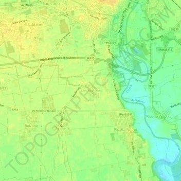 Mappa topografica San Michele, altitudine, rilievo