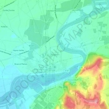 Mappa topografica Bruyères, altitudine, rilievo