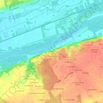 Mappa topografica Le Carroir, altitudine, rilievo