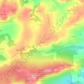 Mappa topografica Bouillard, altitudine, rilievo