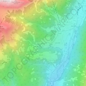Mappa topografica Valongia, altitudine, rilievo
