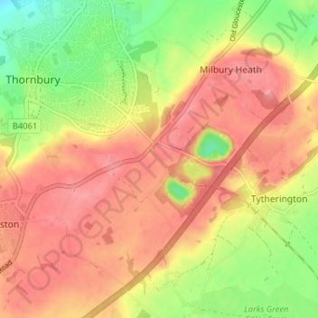Mappa topografica The Slad, altitudine, rilievo