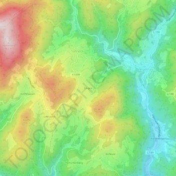 Mappa topografica Ebigen, altitudine, rilievo