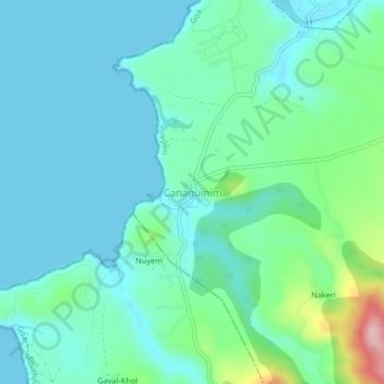 Mappa topografica Canaguinim, altitudine, rilievo