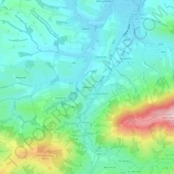 Mappa topografica Weissee, altitudine, rilievo