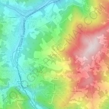 Mappa topografica Casola, altitudine, rilievo