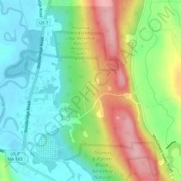 Mappa topografica Berkshire South, altitudine, rilievo