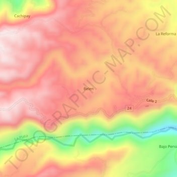 Mappa topografica Belen, altitudine, rilievo