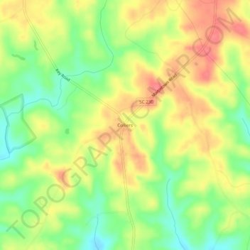 Mappa topografica Colliers, altitudine, rilievo