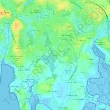 Mappa topografica Bézidel, altitudine, rilievo