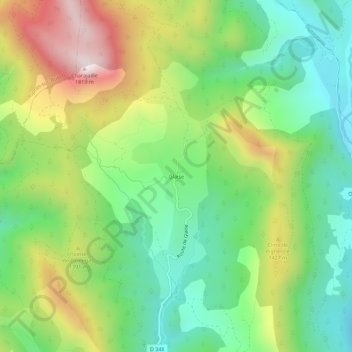 Mappa topografica Glaise, altitudine, rilievo