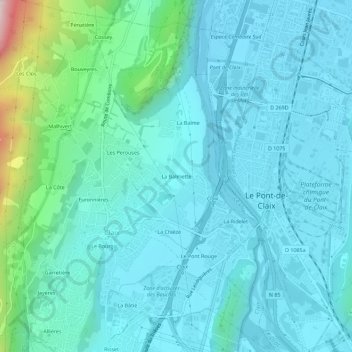 Mappa topografica La Balmette, altitudine, rilievo