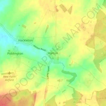 Mappa topografica Horton, altitudine, rilievo
