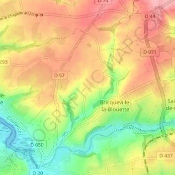 Mappa topografica Le Breuil, altitudine, rilievo